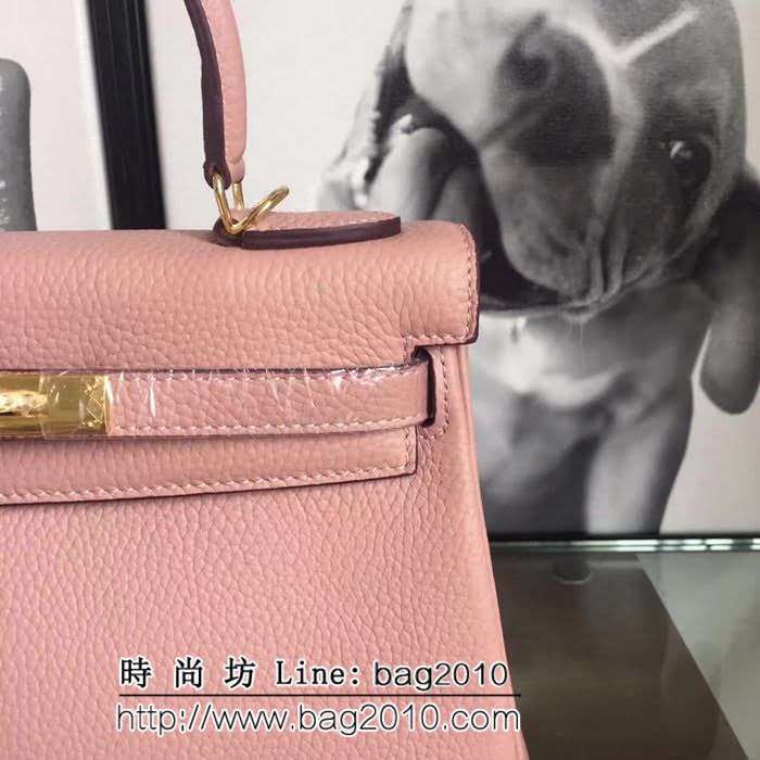 愛馬仕Hermes 頭層牛皮荔枝紋凱莉包 時尚手提包 0AM1149
